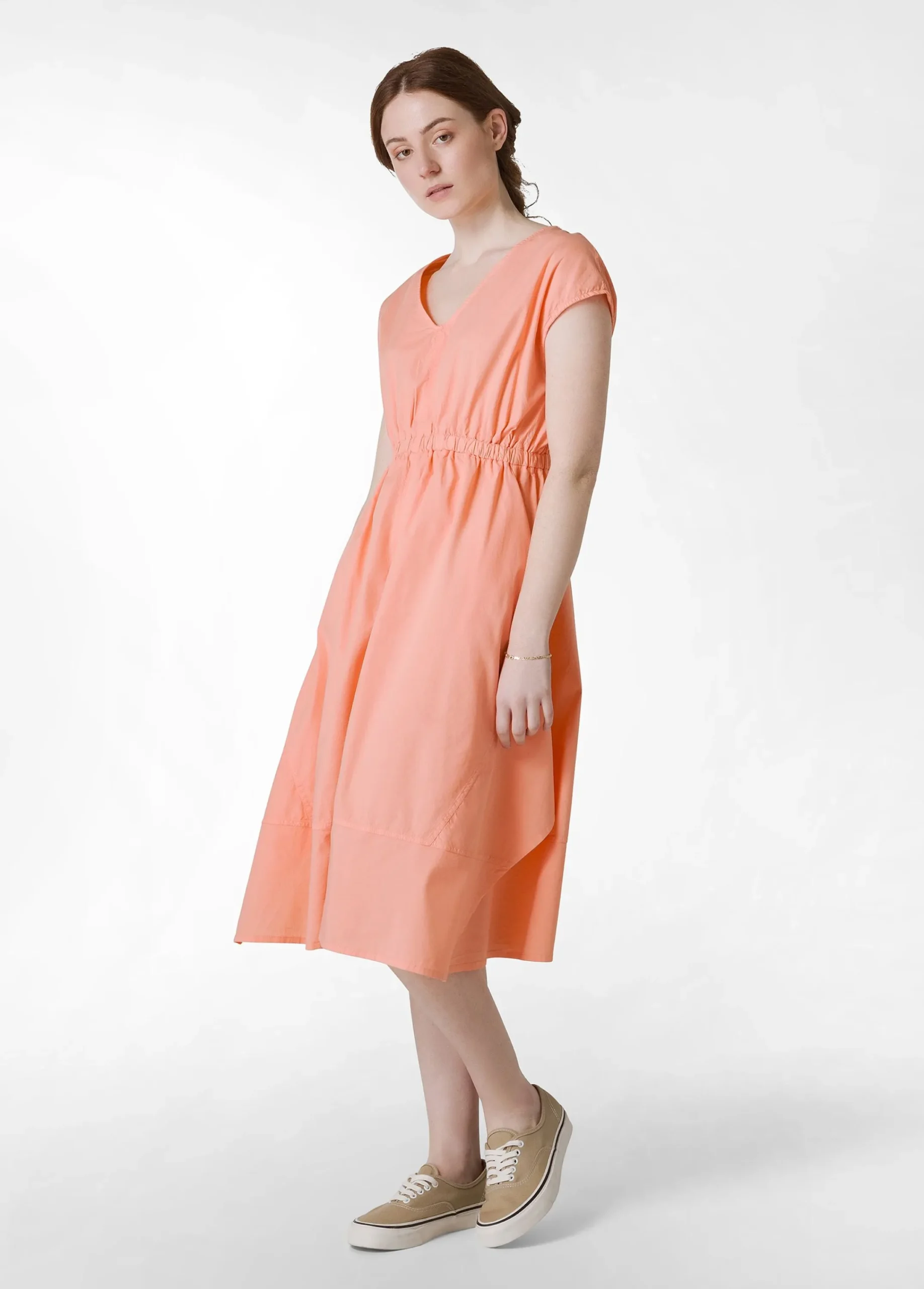 Sale Abito A Ruota In Popeline Arancio Donna Vestiti, Gonne E Tute