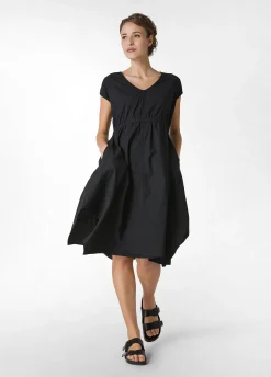 Cheap Abito A Ruota In Popeline Nero Donna Vestiti, Gonne E Tute