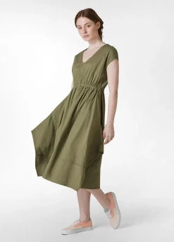 Hot Abito A Ruota In Popeline Verde Donna Vestiti, Gonne E Tute