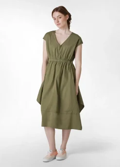 Hot Abito A Ruota In Popeline Verde Donna Vestiti, Gonne E Tute