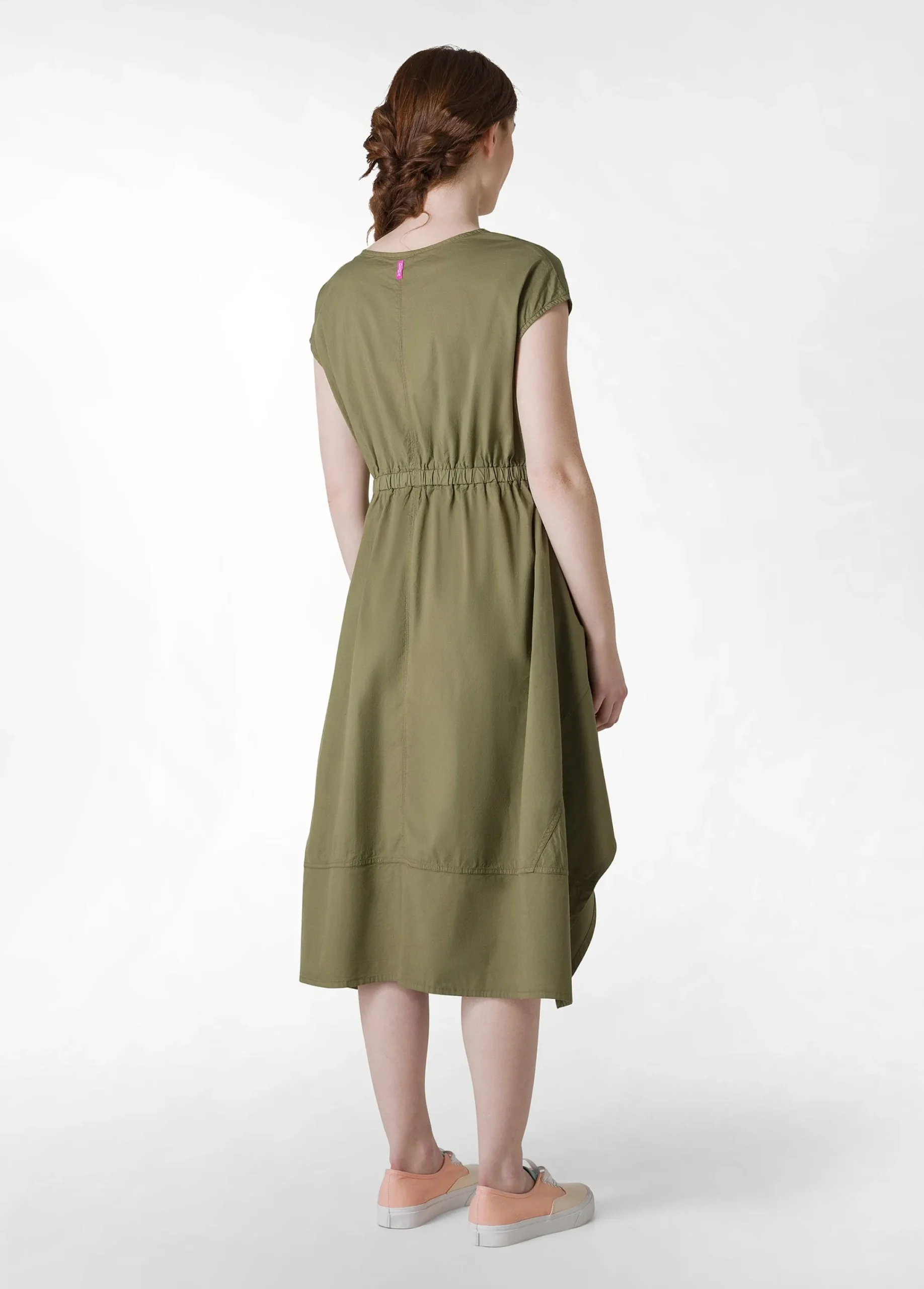 Hot Abito A Ruota In Popeline Verde Donna Vestiti, Gonne E Tute