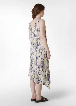 Clearance Abito Asimmetrico In Raso Stampato Viola Donna Vestiti, Gonne E Tute