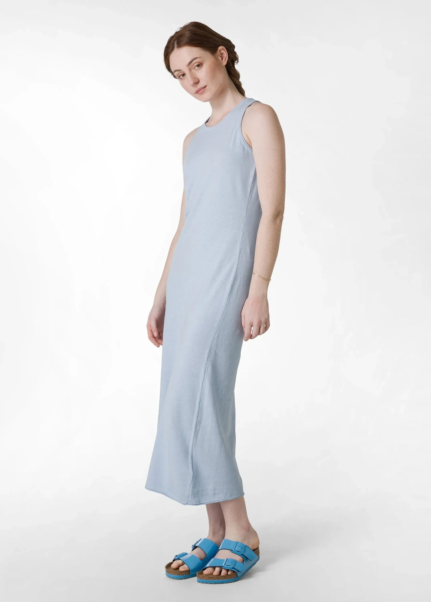 Hot Abito In Maglia Misto Lino Blu Donna Vestiti, Gonne E Tute