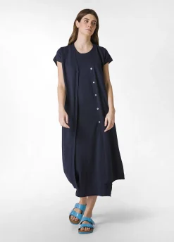 Flash Sale Abito In Maglia Misto Lino Blu Donna Vestiti, Gonne E Tute