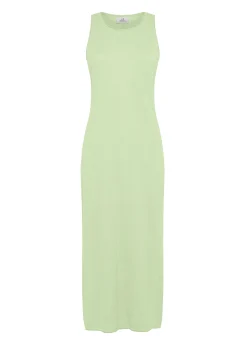 Fashion Abito In Maglia Misto Lino Verde Donna Vestiti, Gonne E Tute