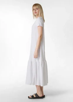 Store Abito Lungo Con Inserto In Popeline Bianco Donna Vestiti, Gonne E Tute