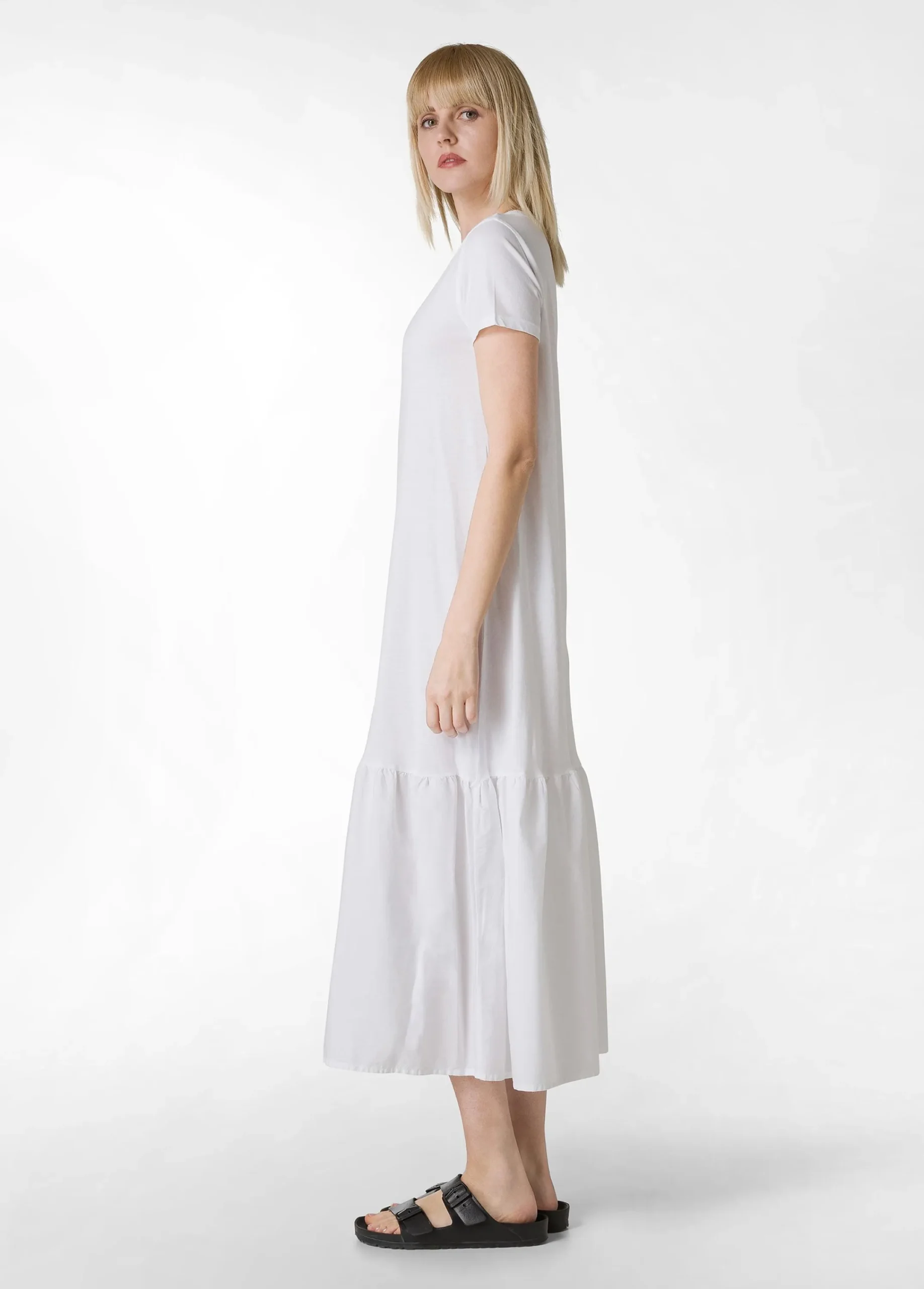 Store Abito Lungo Con Inserto In Popeline Bianco Donna Vestiti, Gonne E Tute
