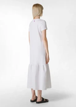 Store Abito Lungo Con Inserto In Popeline Bianco Donna Vestiti, Gonne E Tute