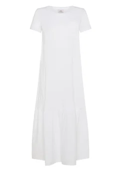 Store Abito Lungo Con Inserto In Popeline Bianco Donna Vestiti, Gonne E Tute