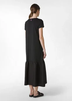 Discount Abito Lungo Con Inserto In Popeline Nero Donna Vestiti, Gonne E Tute