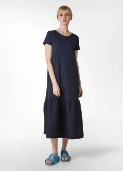 Discount Abito Lungo Con Inserto In Popeline Blu Donna Vestiti, Gonne E Tute