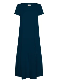 Discount Abito Lungo Con Inserto In Popeline Blu Donna Vestiti, Gonne E Tute