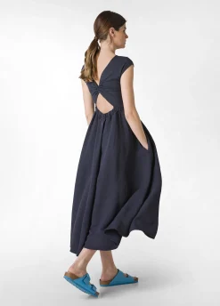 Outlet Abito Lungo Jersey E Lino Blu Donna Vestiti, Gonne E Tute