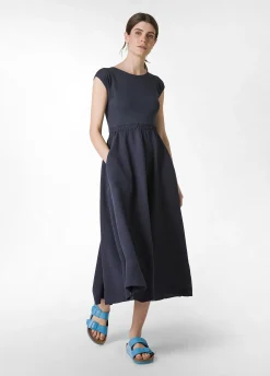 Outlet Abito Lungo Jersey E Lino Blu Donna Vestiti, Gonne E Tute