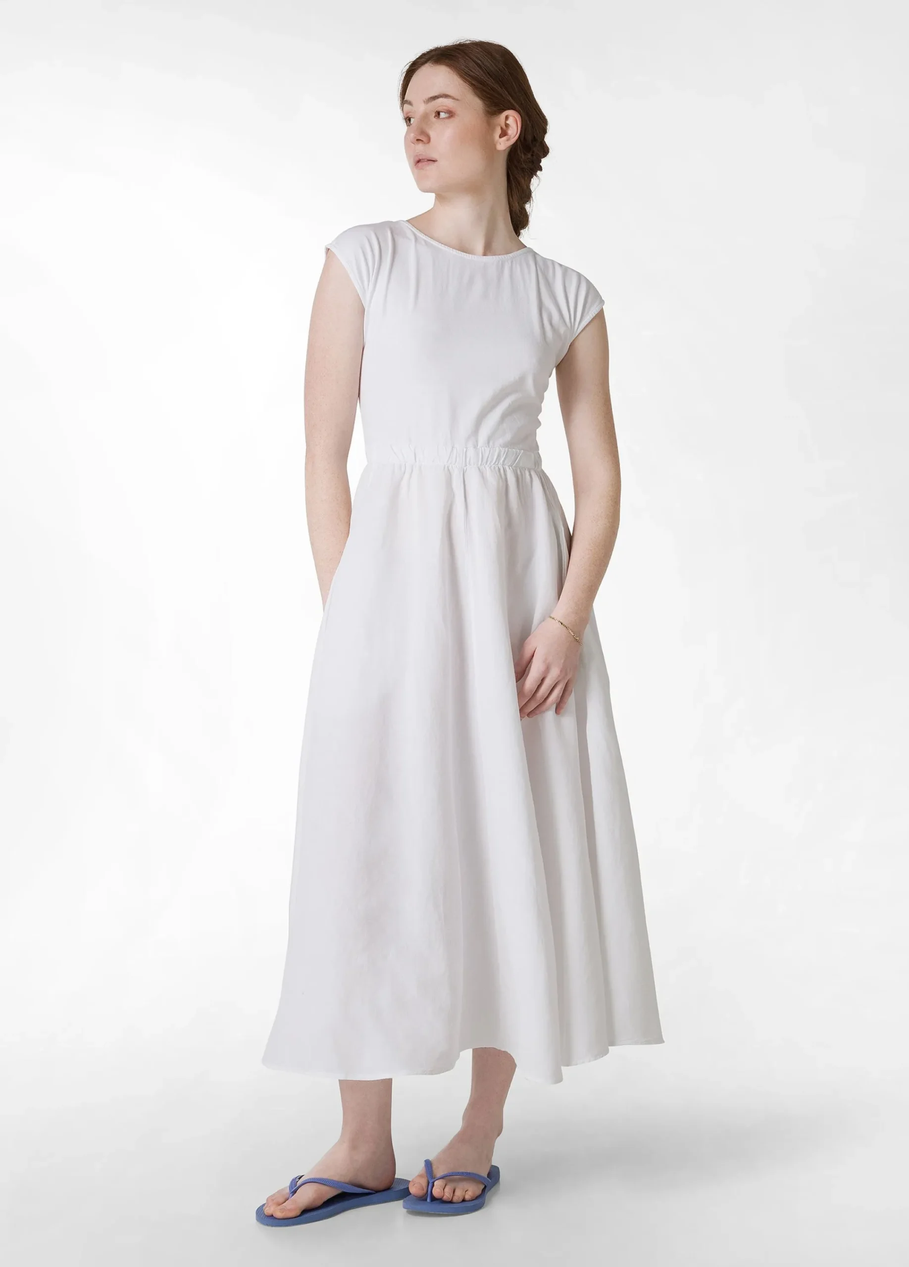 Cheap Abito Lungo Jersey E Lino Blu Donna Vestiti, Gonne E Tute