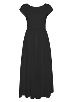 Cheap Abito Lungo Jersey E Lino Nero Donna Vestiti, Gonne E Tute