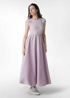 Flash Sale Abito Lungo Jersey E Lino Viola Donna Vestiti, Gonne E Tute