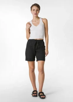 Sale Bermuda In Popeline Con Coulisse Nero Donna Bermuda