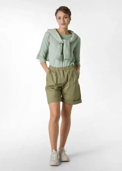 Shop Bermuda In Popeline Verde Donna Bermuda