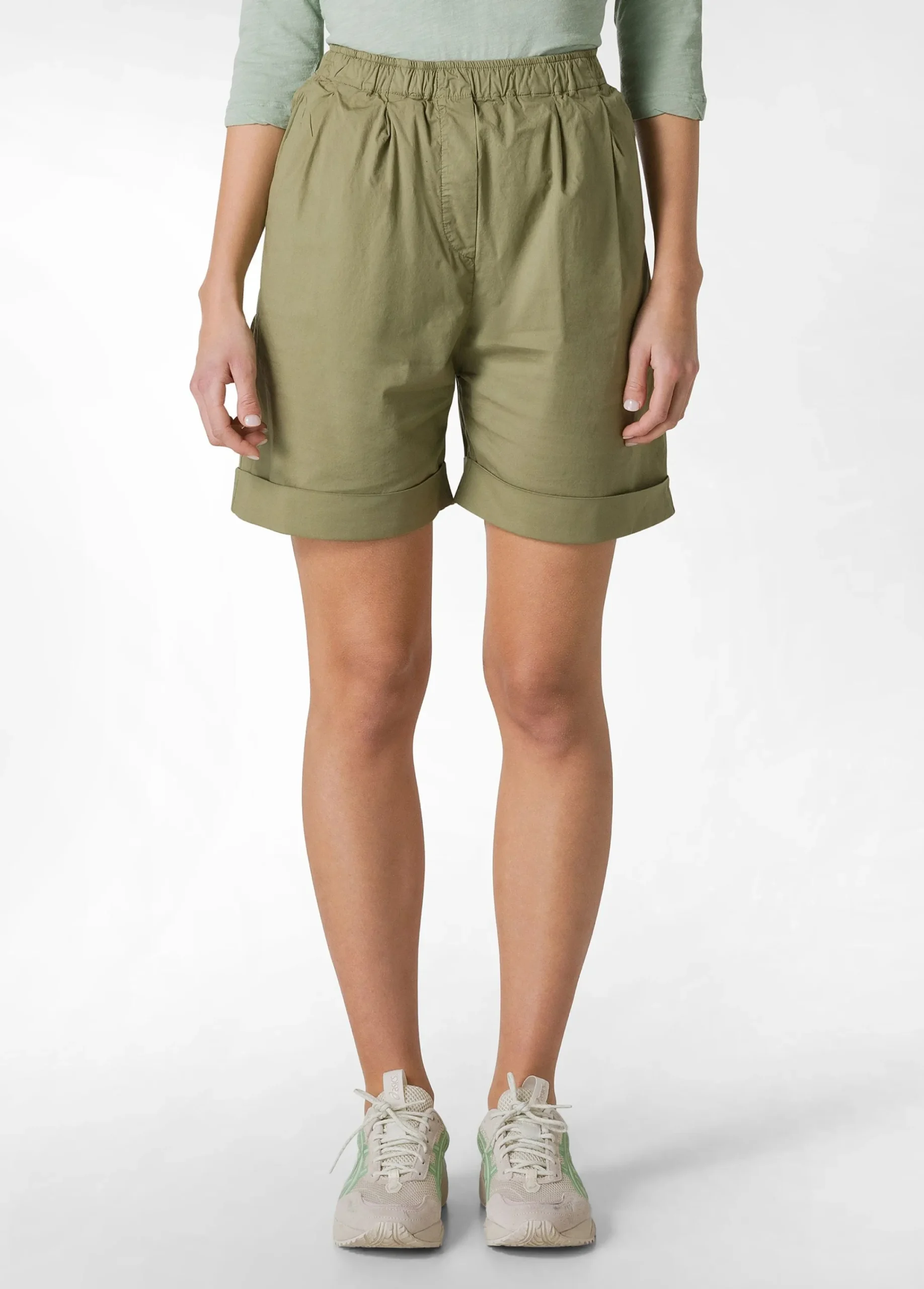 Shop Bermuda In Popeline Verde Donna Bermuda