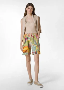 Flash Sale Bermuda Stampa Flower Power Verde Donna Bermuda