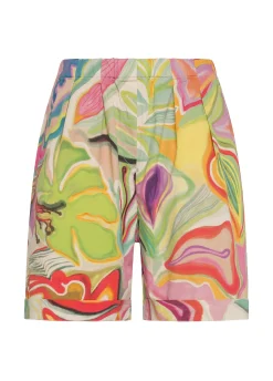 Flash Sale Bermuda Stampa Flower Power Verde Donna Bermuda
