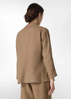 Clearance Blazer In Lino Marrone Donna Giacche E Giubbotti