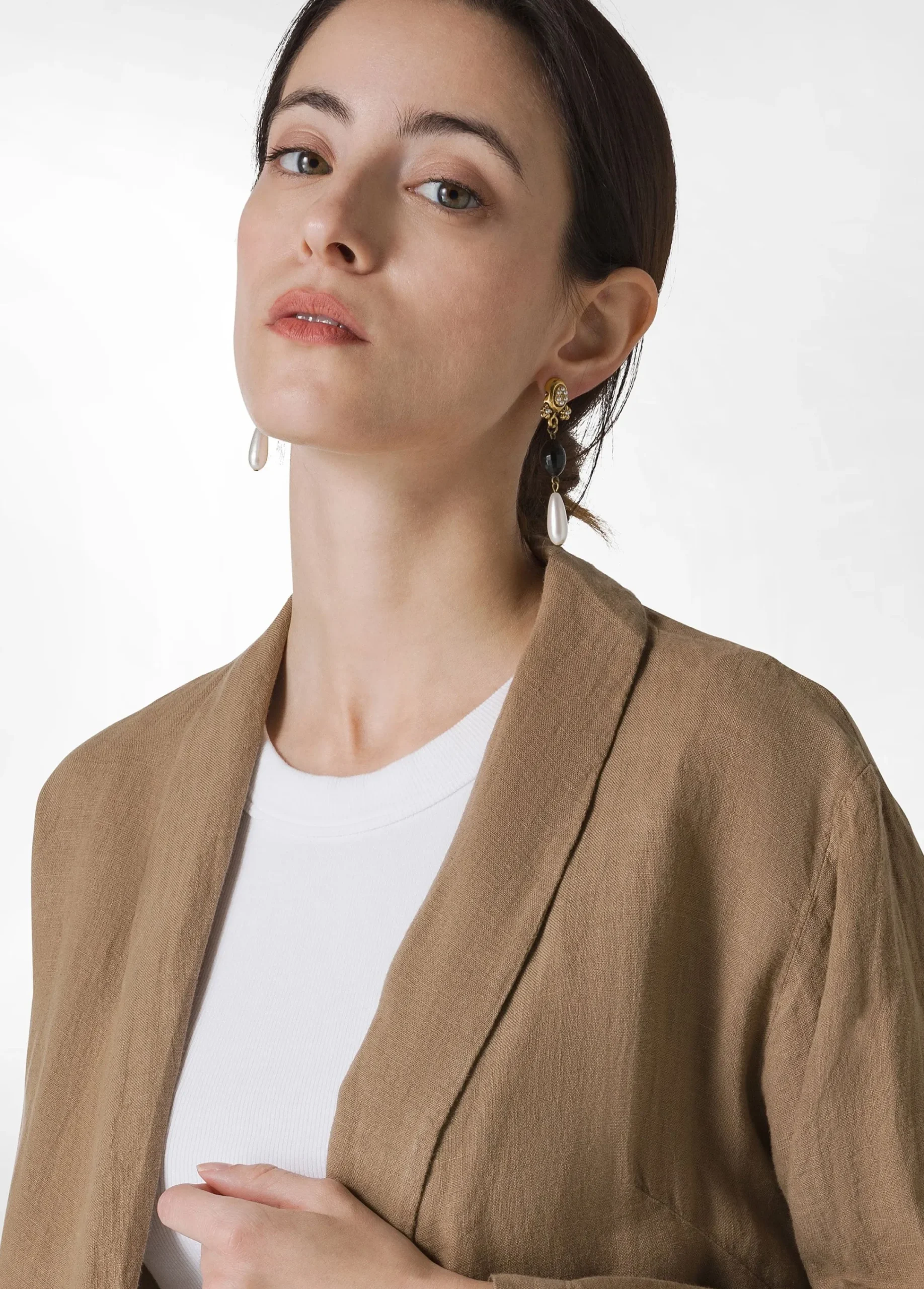 Clearance Blazer In Lino Marrone Donna Giacche E Giubbotti