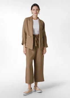 Clearance Blazer In Lino Marrone Donna Giacche E Giubbotti