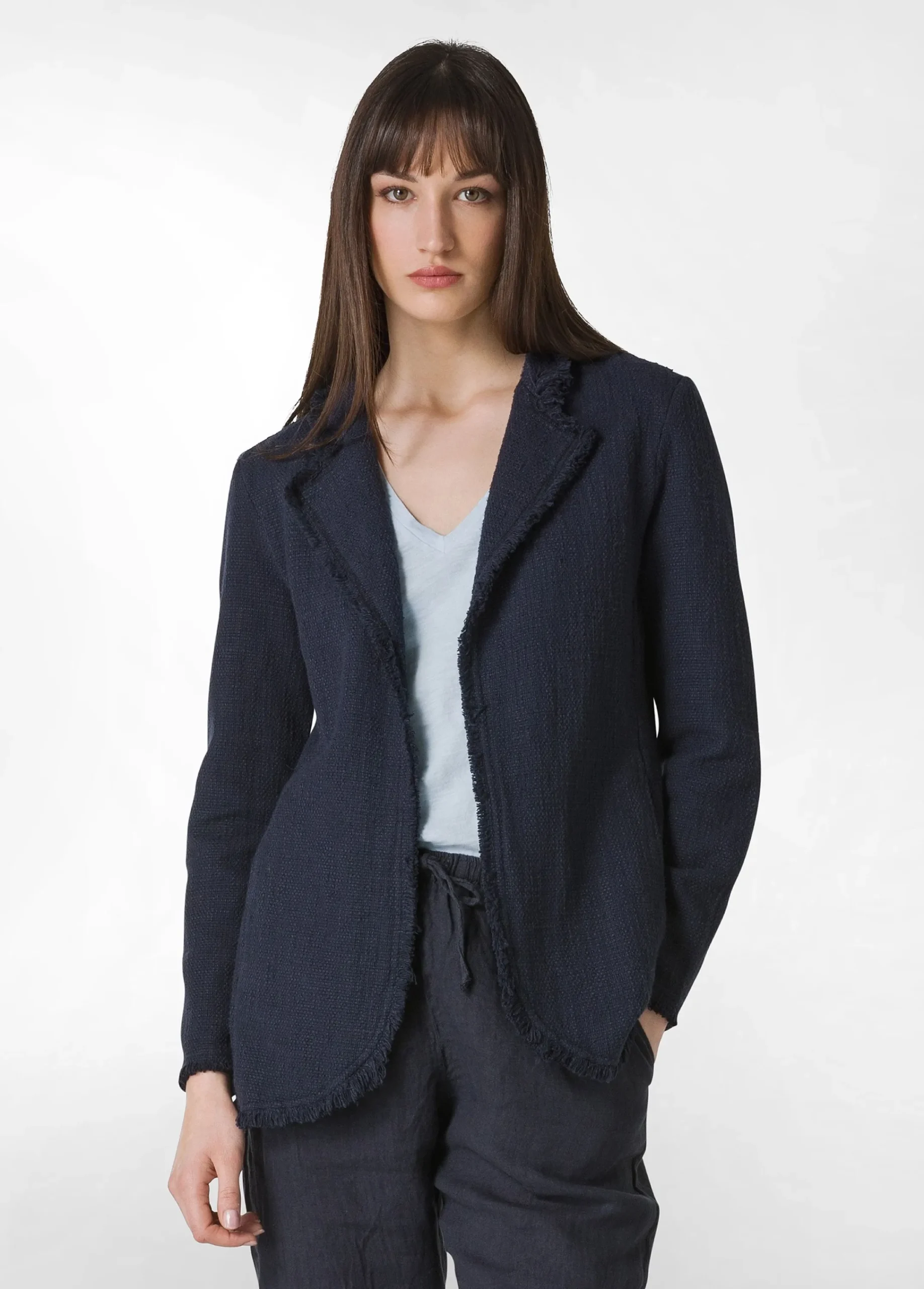 Sale Blazer In Tweed Di Cotone Blu Donna Giacche E Giubbotti