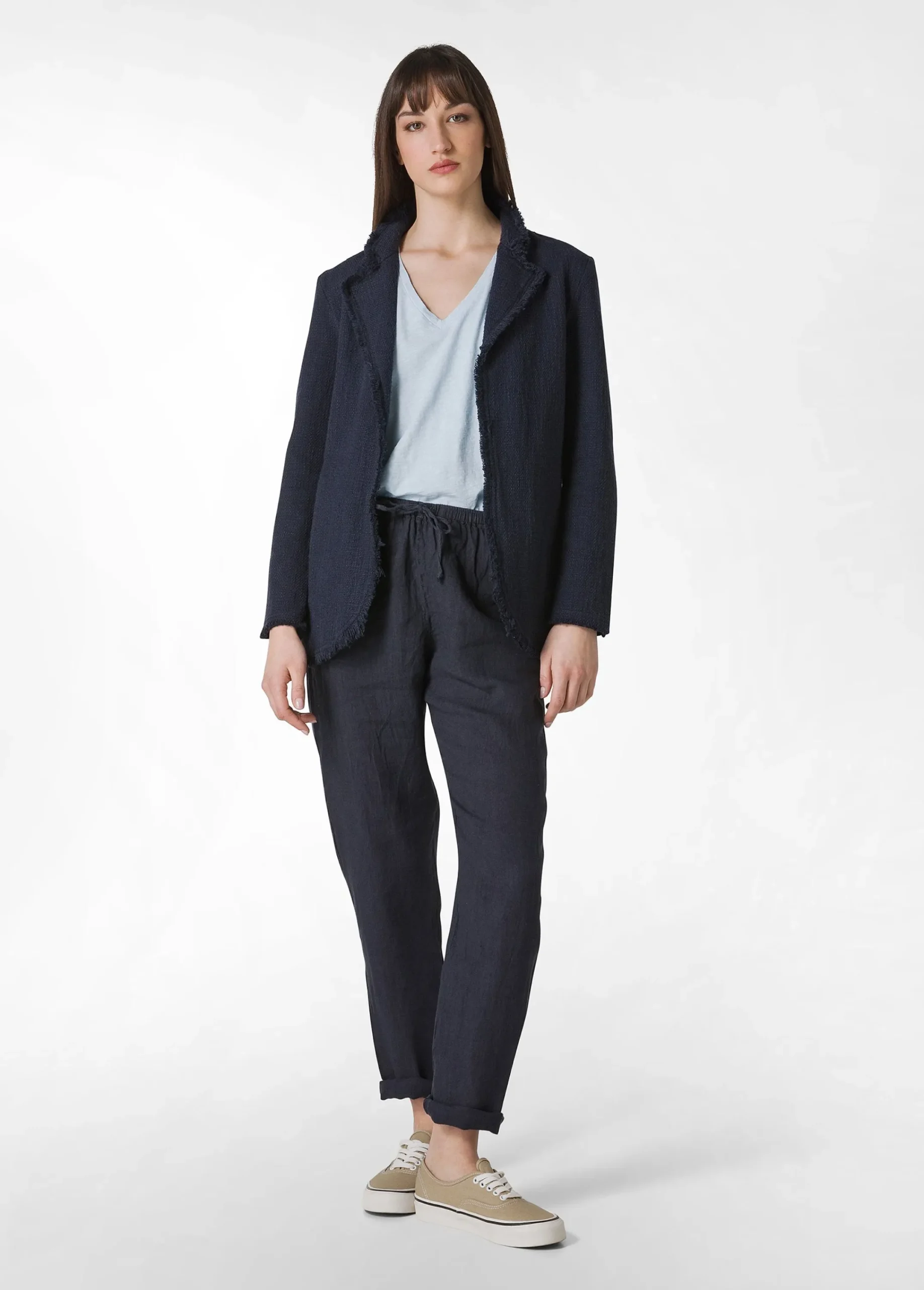 Sale Blazer In Tweed Di Cotone Blu Donna Giacche E Giubbotti