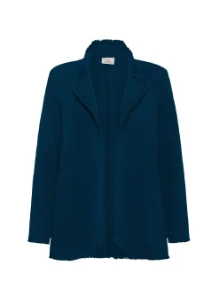 Sale Blazer In Tweed Di Cotone Blu Donna Giacche E Giubbotti