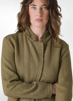 New Blazer In Tweed Di Cotone Verde Donna Giacche E Giubbotti