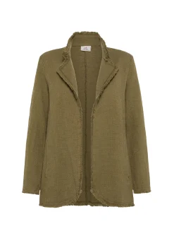 New Blazer In Tweed Di Cotone Verde Donna Giacche E Giubbotti