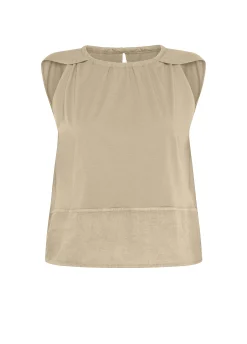 Outlet Blusa Con Inserto In Lino Beige Donna Top & T-Shirts