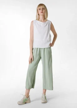 New Blusa Con Inserto In Lino Bianco Donna Top & T-Shirts