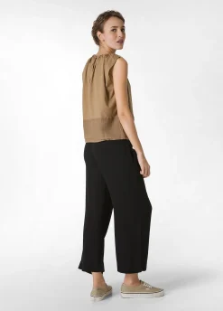 Flash Sale Blusa Con Inserto In Lino Marrone Donna Top & T-Shirts