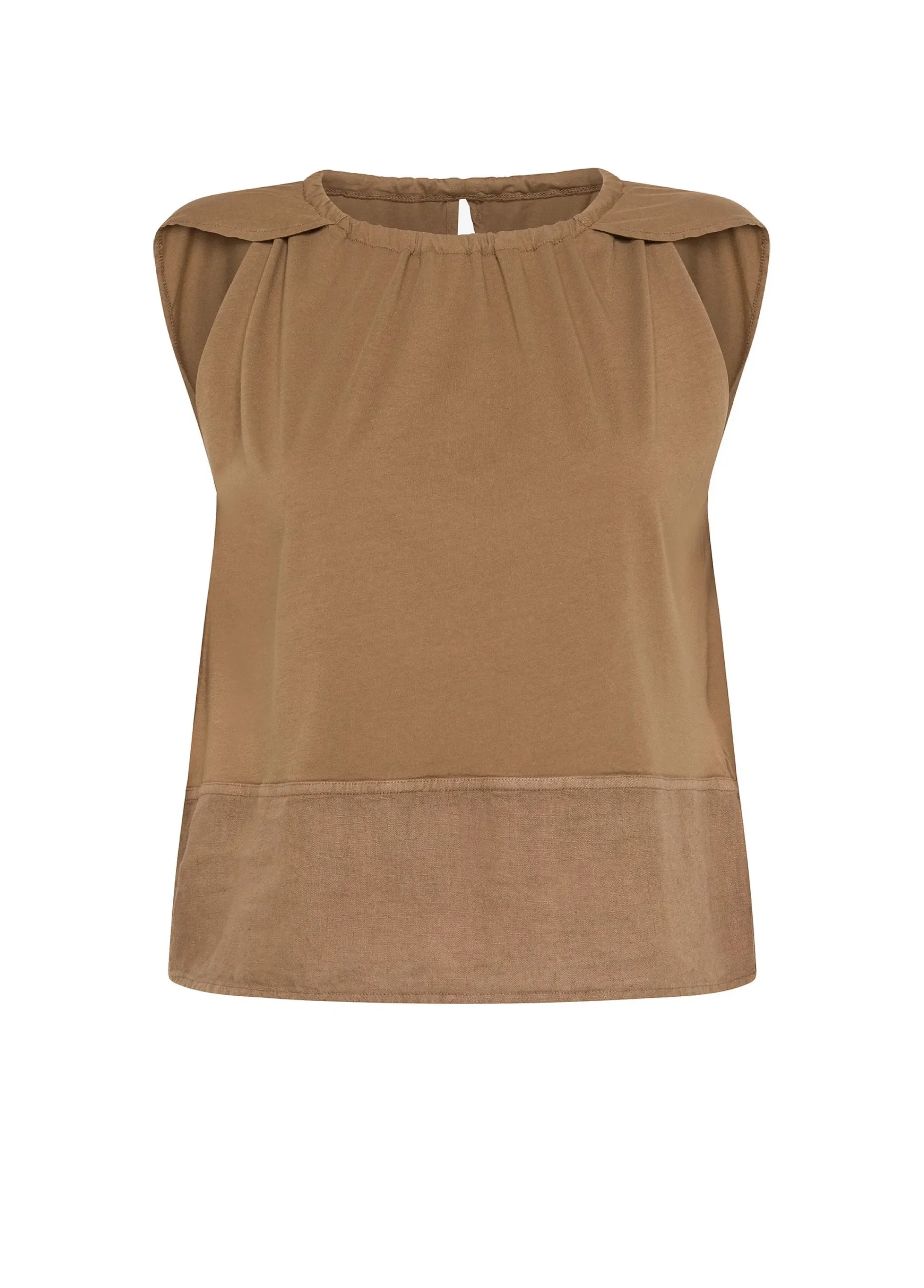 Flash Sale Blusa Con Inserto In Lino Marrone Donna Top & T-Shirts