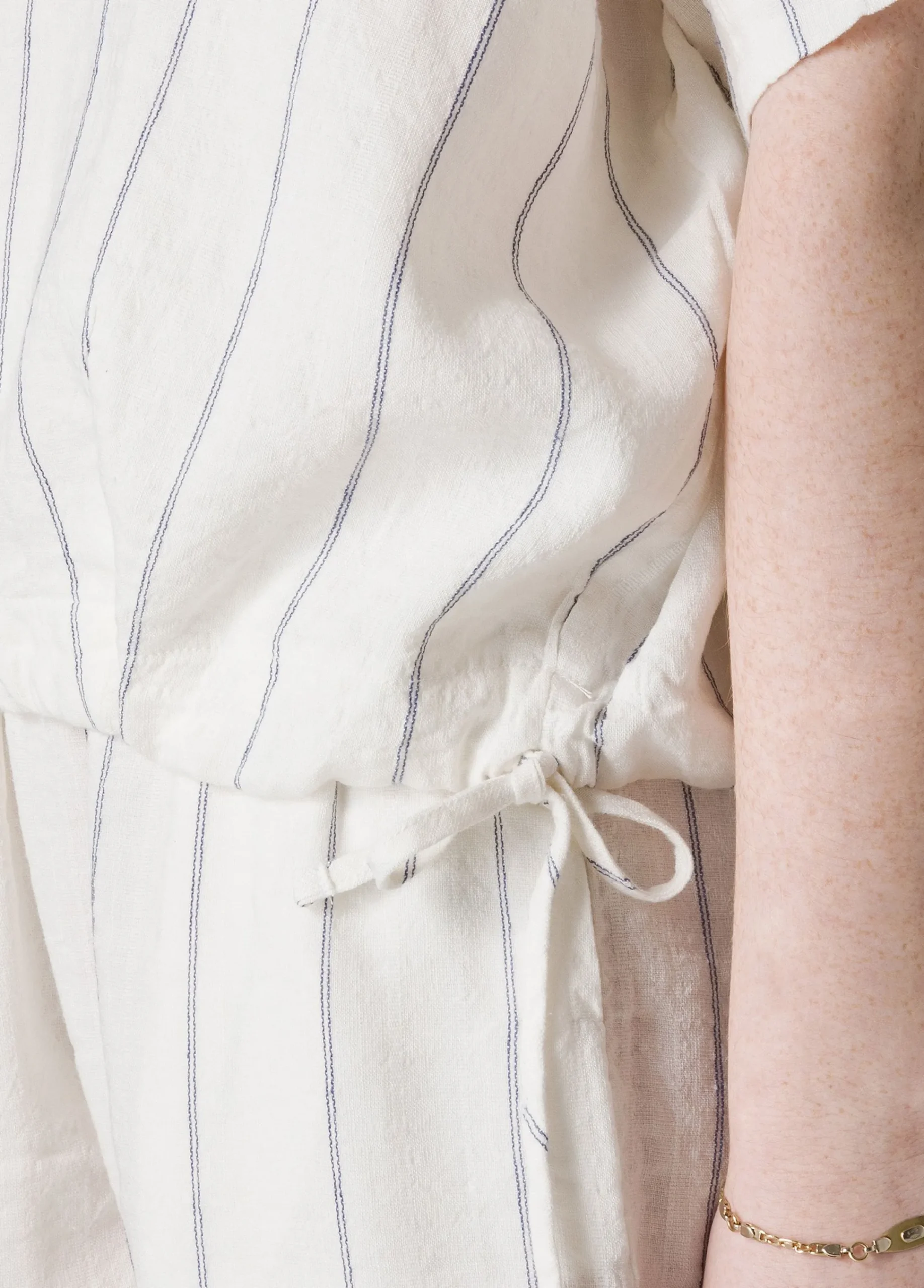 Clearance Blusa In Lino Gessato Bianco Donna Camicie & Bluse