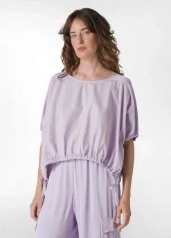 Flash Sale Blusa In Popeline E Raso Viola Donna Camicie & Bluse