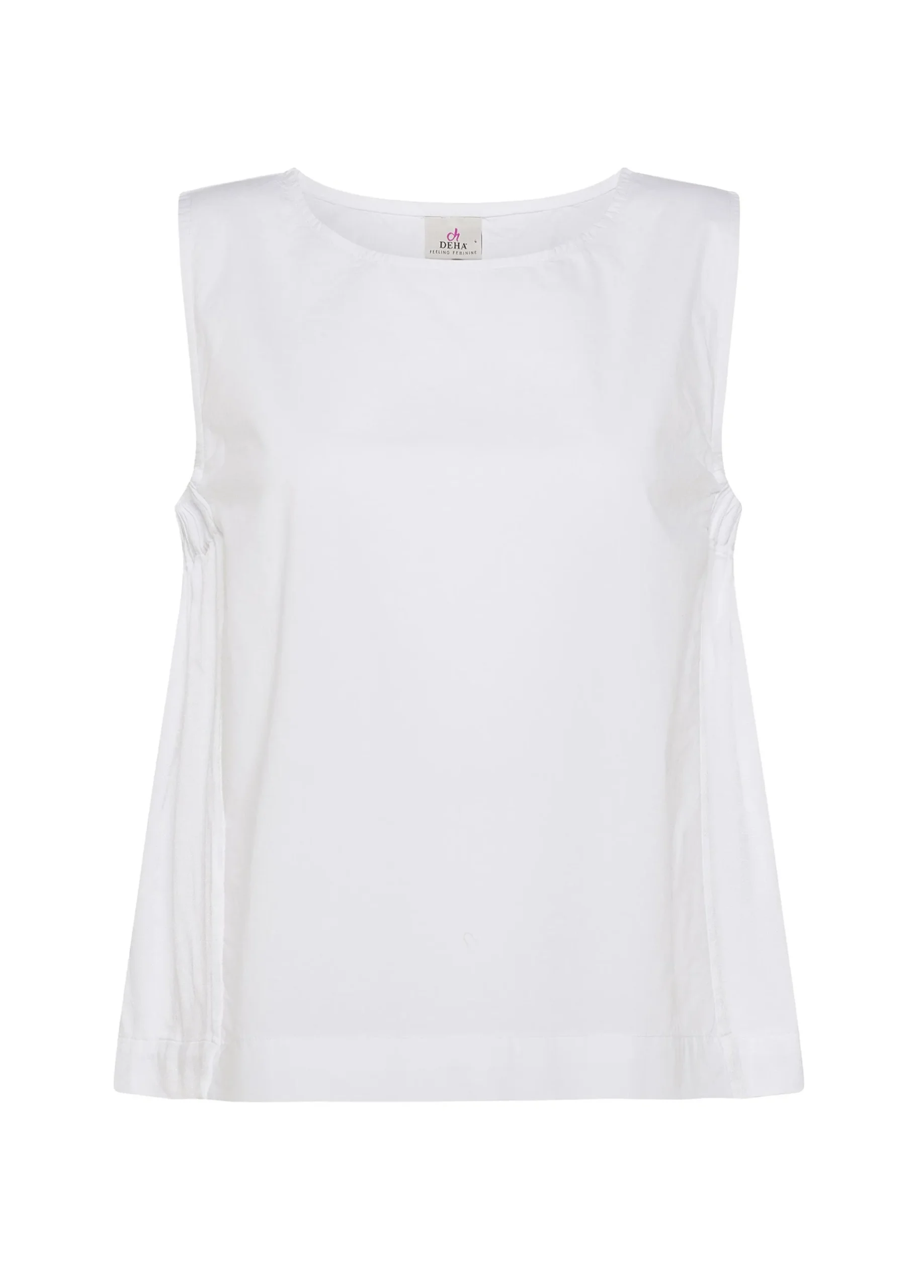 New Blusa Smanicata In Popeline E Raso Bianco Donna Camicie & Bluse