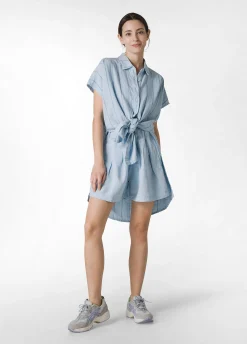 Best Camicia In Lino Gessato Blu Donna Camicie & Bluse