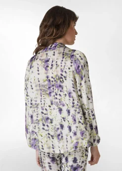 Hot Camicia In Raso Stampato Viola Donna Camicie & Bluse