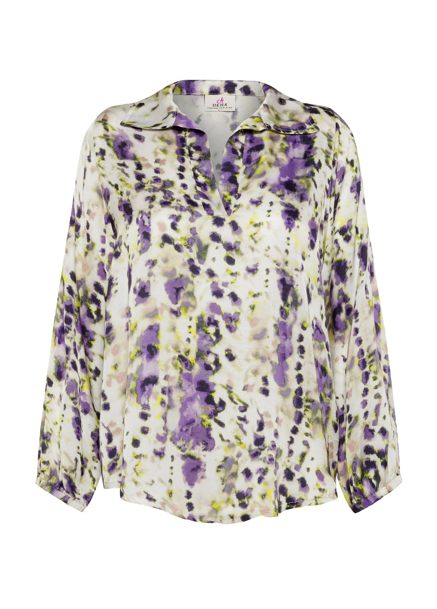 Hot Camicia In Raso Stampato Viola Donna Camicie & Bluse