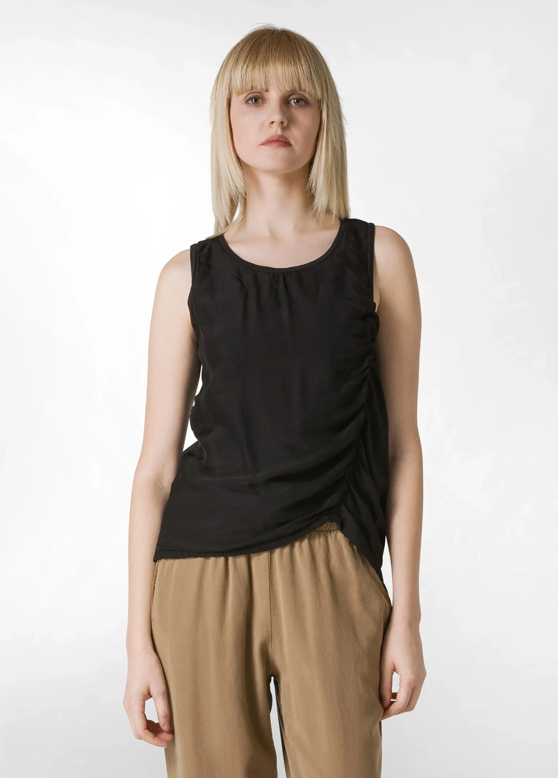 Cheap Canotta Arricciata Nero Donna Top & T-Shirts