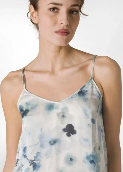 Best Sale Canotta In Raso Allover Blu Donna Top & T-Shirts