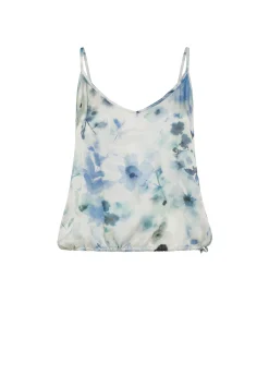 Best Sale Canotta In Raso Allover Blu Donna Top & T-Shirts