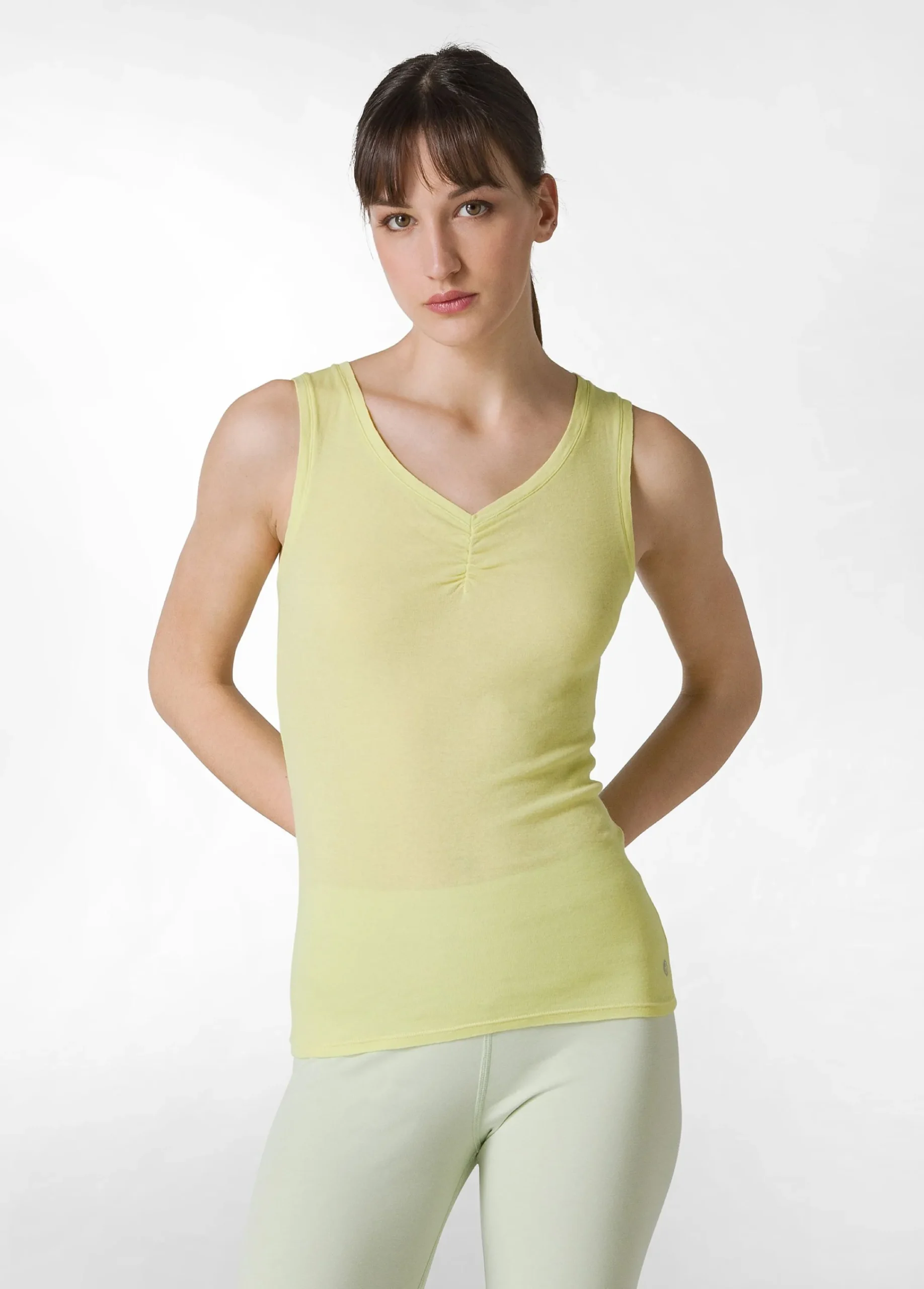 New Canotta Leggera Scollo A V Giallo Donna Top & T-Shirts