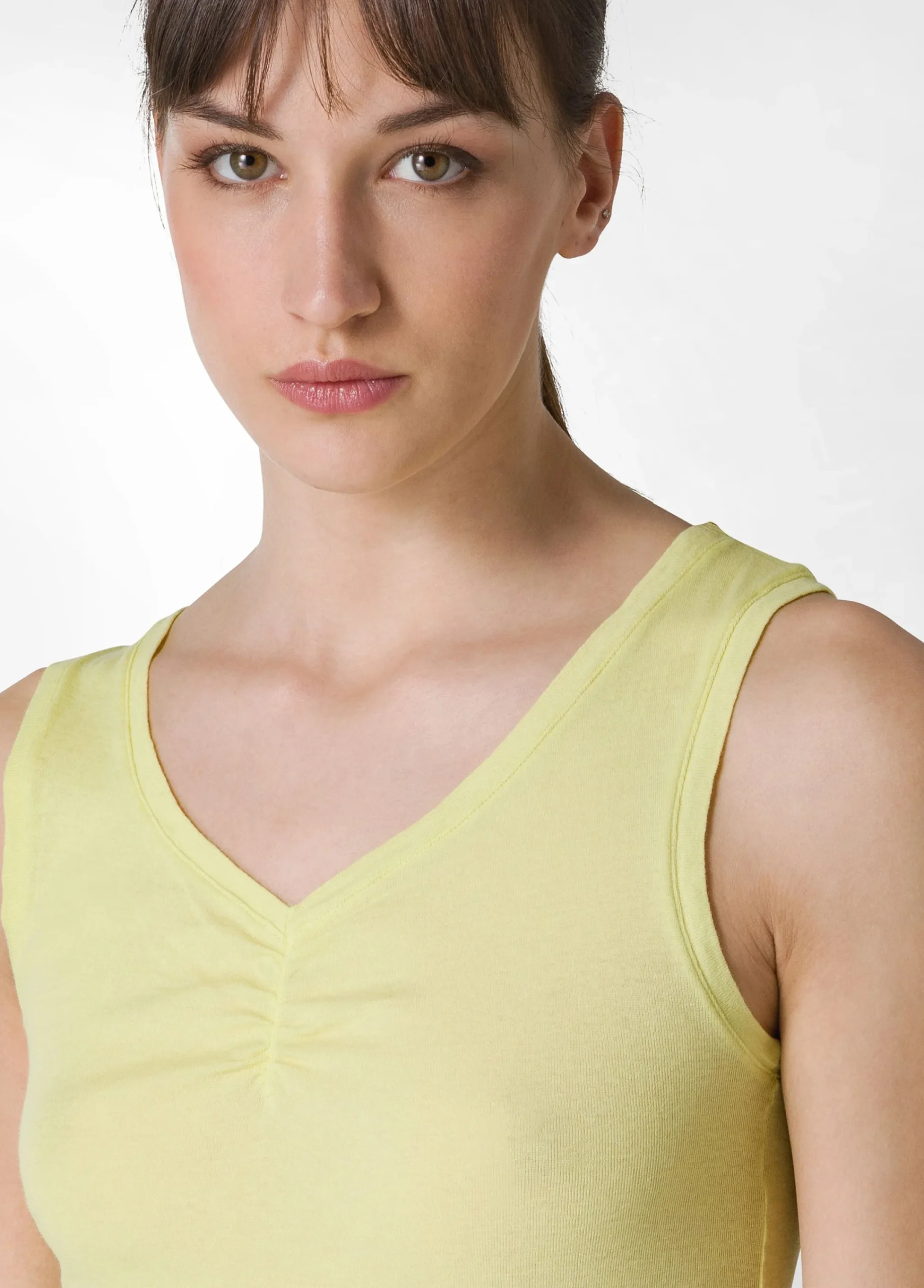 New Canotta Leggera Scollo A V Giallo Donna Top & T-Shirts