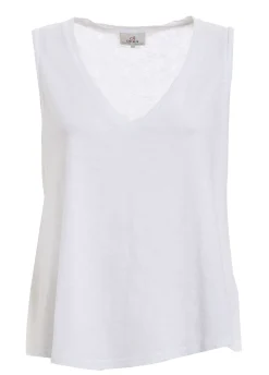 Best Sale Canotta Svasata In Jersey Fiammato Bianco Donna Top & T-Shirts